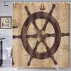 Maritieme Eilandkaart Douchegordijnen, Vintage Oude Kaart Piratenschip Decor Polyester Oceaan Oude Piraten Schatkaart Douchegordijn