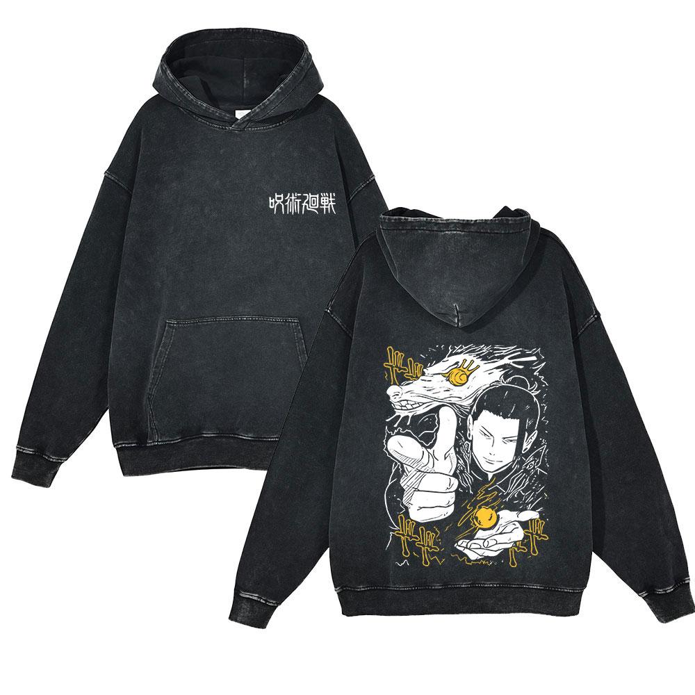 Anime Jujutsu Kaisen Geto Suguru Funny Print Hooded Men Women Cotton Hoodies Plus Size Streetwear Harajuku Vintage Sweatshirt