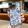 Blue And White Porcelain Pattern Plating Phone Case For Iphone 16 17 Pro Max Air 16E 14 15 Plus 12 13 Mini Anti-Fall Airabag Cov