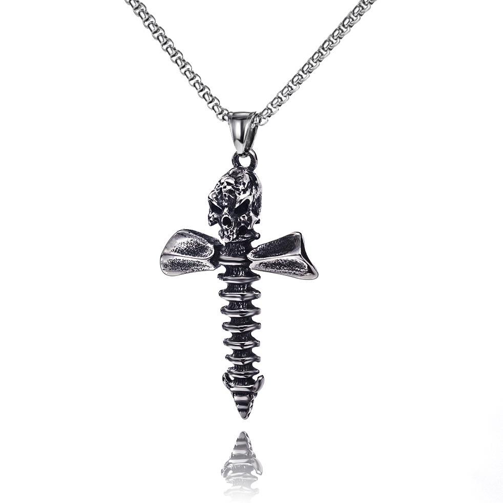 Men's Trendy Spiral Necklace: Minimalist Hip-Hop Pendant In Cool Titanium Steel