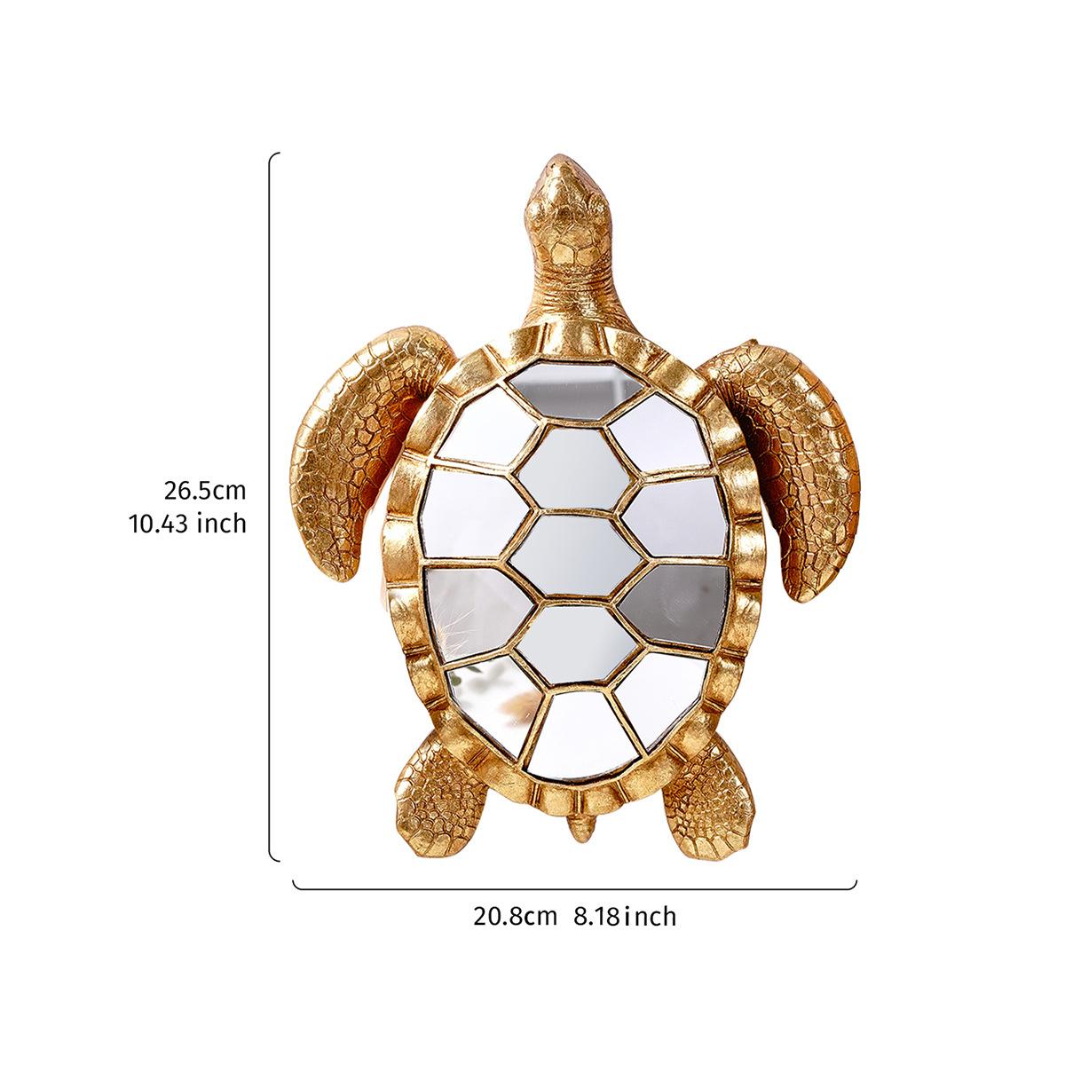 Golden Sea Turtle Resin Handicraft Mirror Surface Turtle Pendant Background Wall Decoration Mirror Statue Home Decoration
