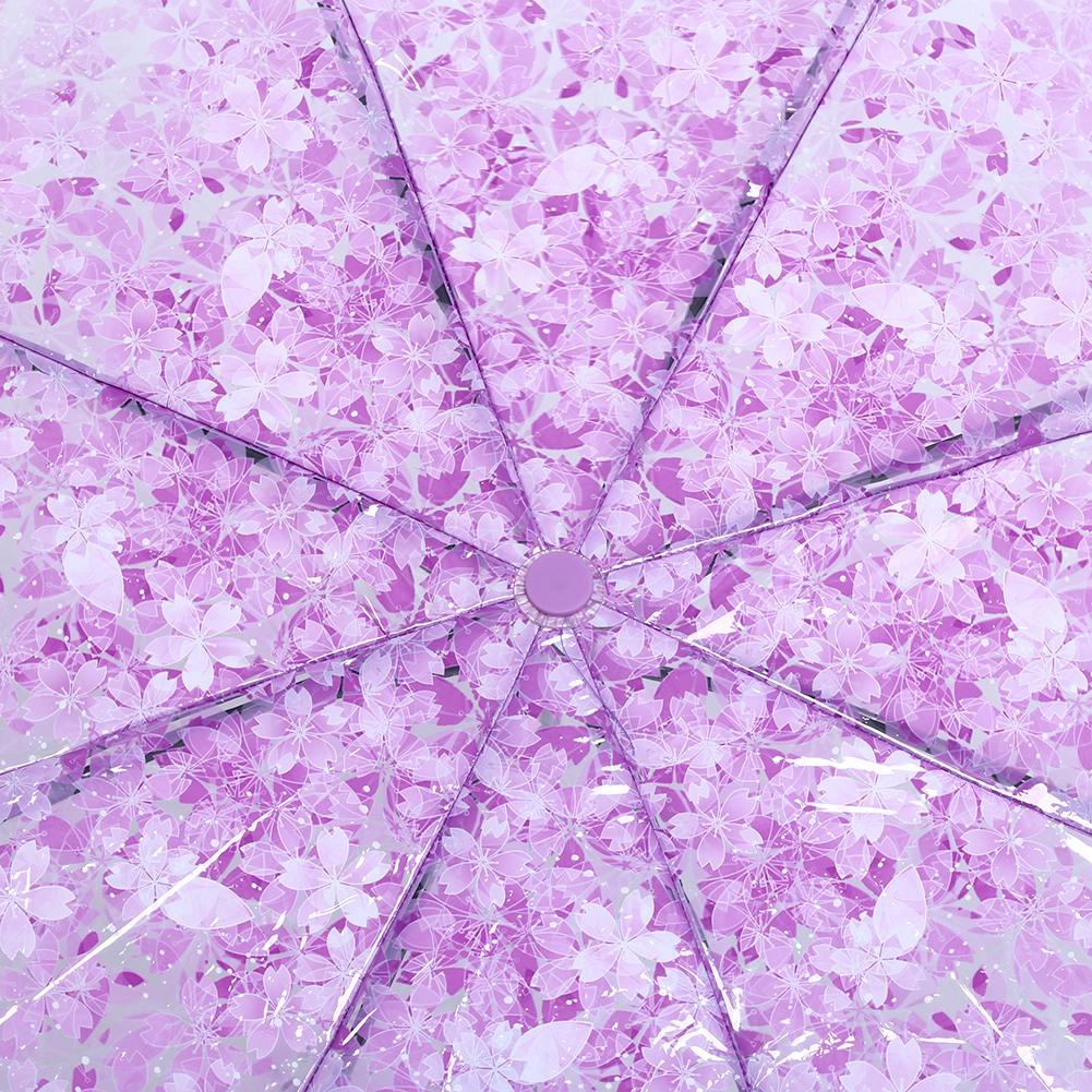 Rain Umbrella Transparent Umbrella Transparent Folding Umbrella Fashionable Princess Umbrella Cherry Blossom Four Colors