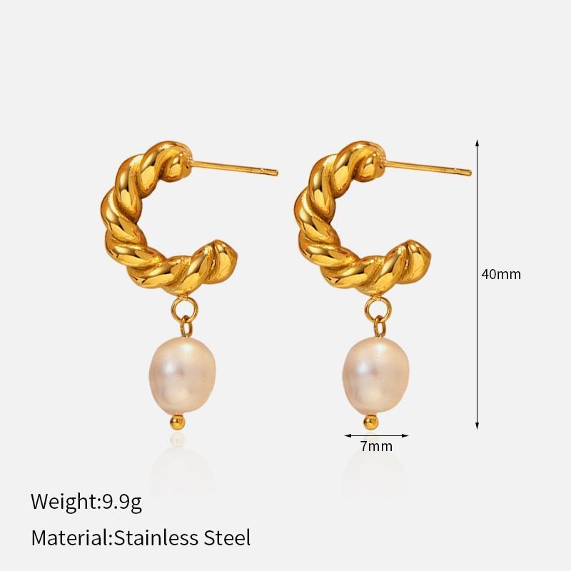 Hot-selling new ins wind titanium steel stud earrings in Europe and America, high-end trend wind stainless steel earrings, electroplated 18K gold jewe