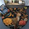 Deer in the Garden Round Area Rug,Carpet Rug for Living Room Bedroom Sofa Playroom Decor,Non-slip Floor Mat
