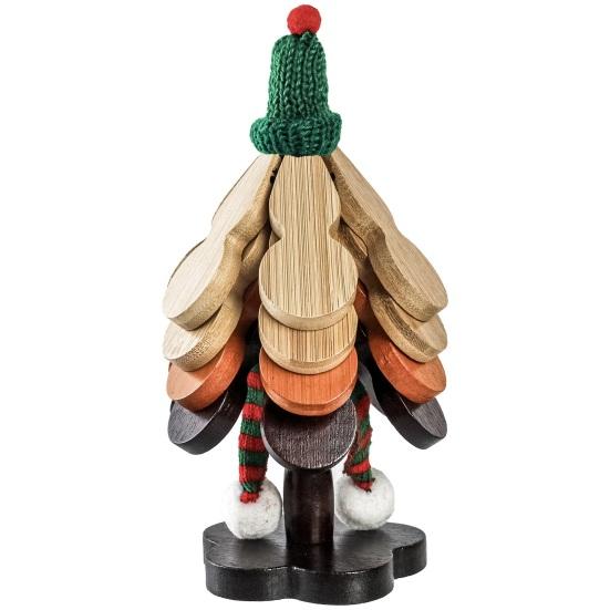 Christmas Tree Trivet Set Wooden Heat-Resistant Coasters with Stand Festive Table Protector for Hot Dishes & Holiday Decor