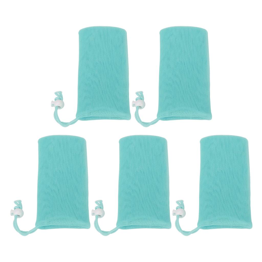 Mesh Soap Pouch Exfoliating Soft Drawstring Design Saver Bag Soap Foam Net for Body Facial Cleaning Tool 5pcs