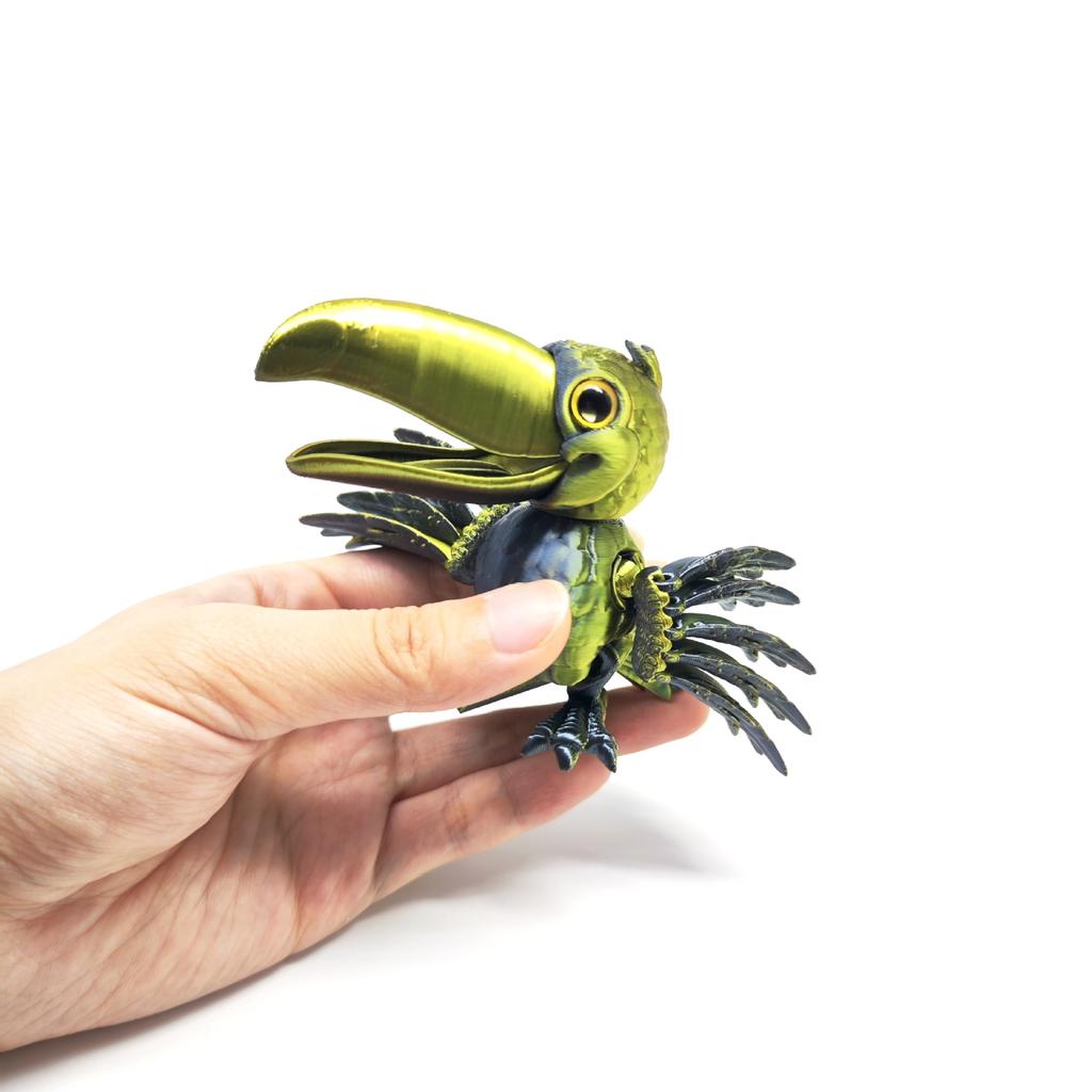 3D Printing Open-Billed Parrot Toy Creative Fun Wings Fully Joints Movable Toy Model Simulation Bird Desktop Ornaments Gift
