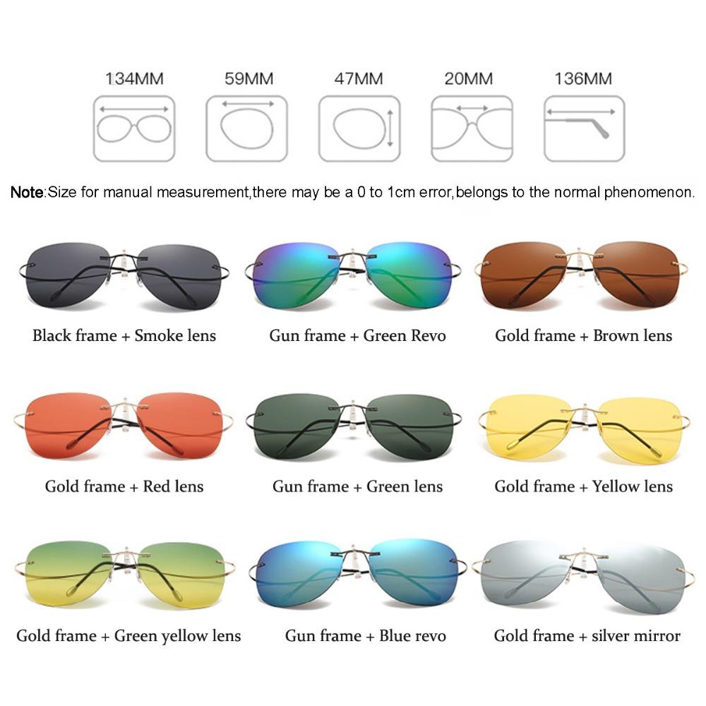 Polarized UV Protection Lightweight Comfortable Durable High Quality No Rim Low Light Visual Male Female Sun Glasses