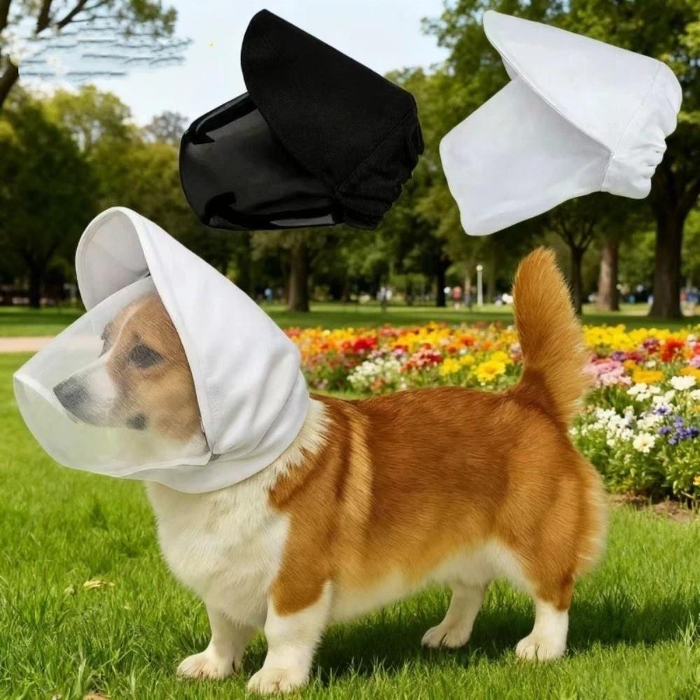 Andningsmask för hund Skyddsmask Skyddsslöja Polyester Husdjurshuvudskydd Öronskydd Hundhuvudbonad Skydd mot myggbett