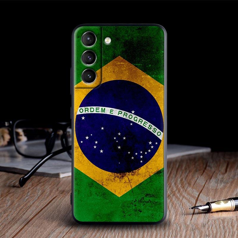 Brazil Flag Silicone Case For Samsung S23 Ultra S24 5G S21 S20 FE Back Cover Galaxy S22 s23 S24 S10 Plus Case Brazilian Football