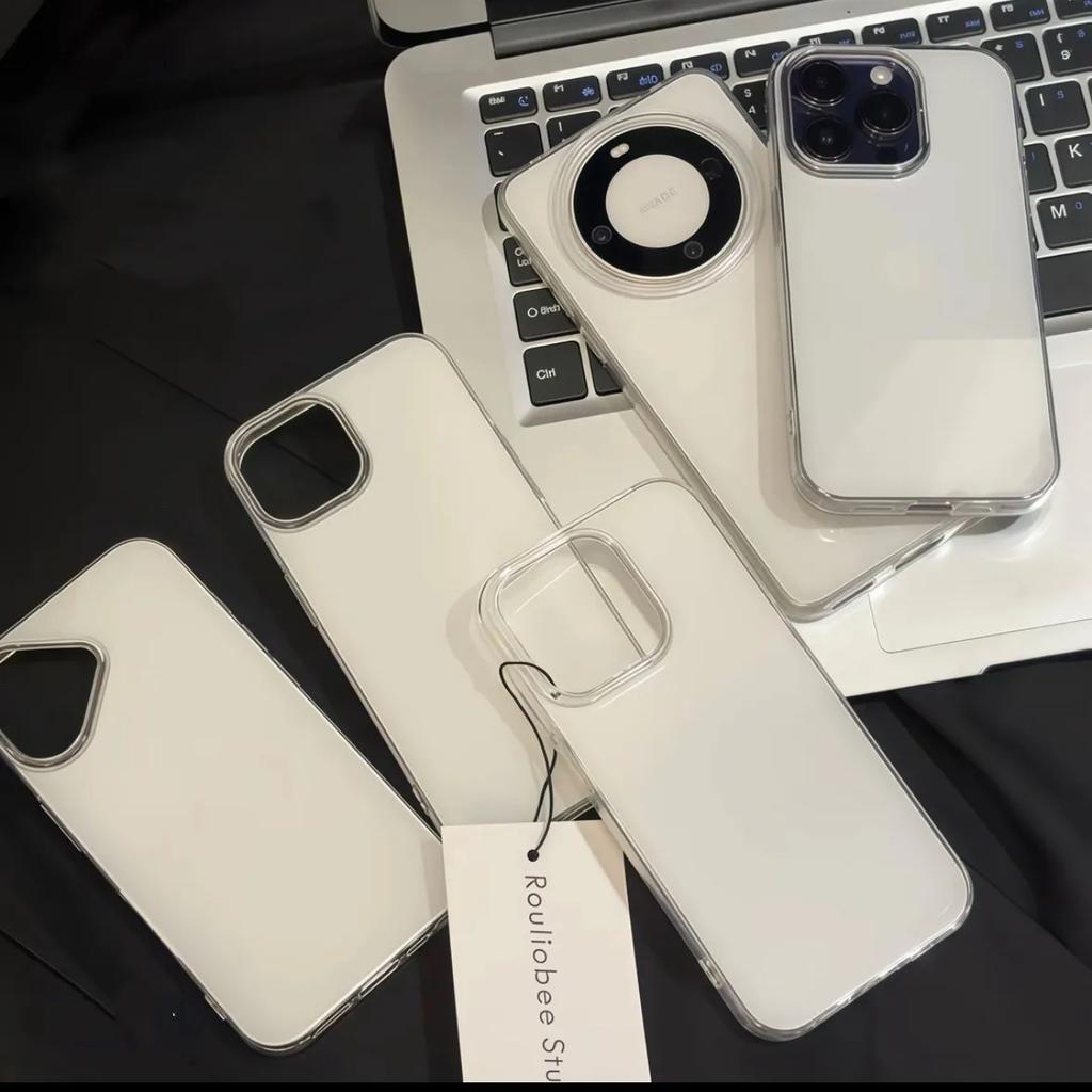 Advanced Minimalist White Large Hole IMD  Phone Case For For Iphone 17 AIR 16 15 14 13 12 11 Pro Max Y2K Clear Black Cover