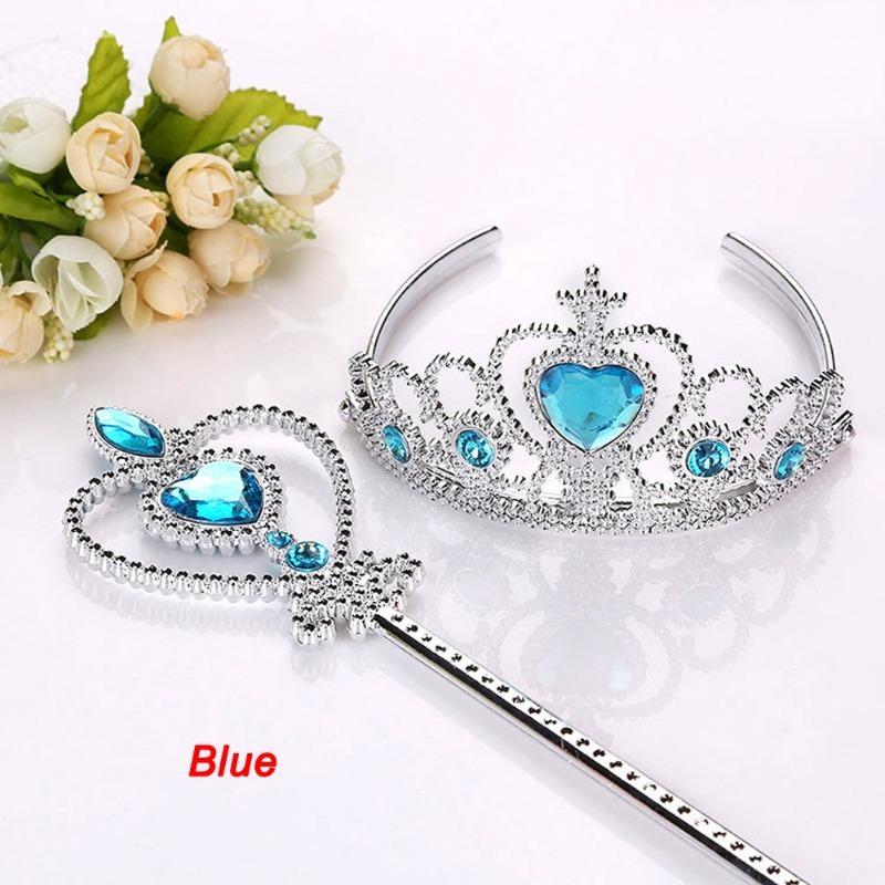 2Pcs Sweet Princess Tiara Crown Headband for Girls, Rapunzel Elsa Cosplay Hair Jewelry with Magic Tights Party Gift Accessories