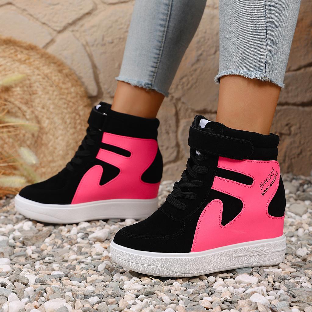 Sneakers Women New High Top Platform Casual Wedges Sneakers Autumn Winter Female Black Internal Increase Vulcanize Women Shoes
