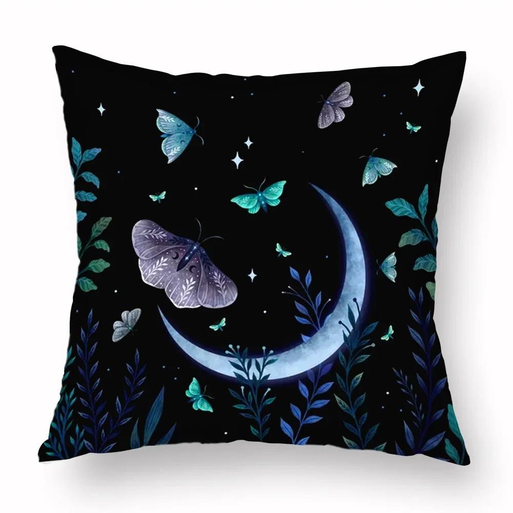 Vikama Moon Phases & Magical Creatures Pillow Covers Pattern Cushion Cover Suitable For Sofa Bedroom Car Pillow Cover Decor