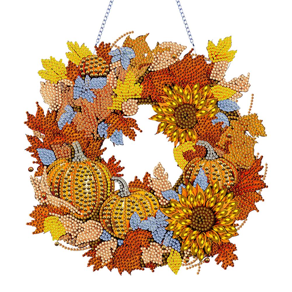 Special Shaped Diamond Painting Wall Decor Wreath Autumn Pumpkin Christmas Spot Drill Garland for Home Window Door Decor Gift