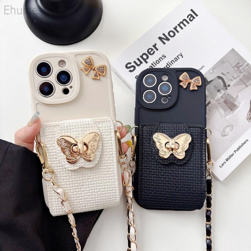 Multi-Functional Wallet Case for Samsung Galaxy S25 Ultra S21 S22 S23 FE S24 Plus A17 Strap Crossbody Lanyard Butterfly Cover