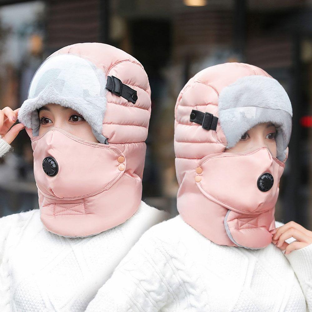 Kältefeste Radmützen Verdicken Winddichte Mützen Plüsch Thermische Trapper-Mütze Winter Warm