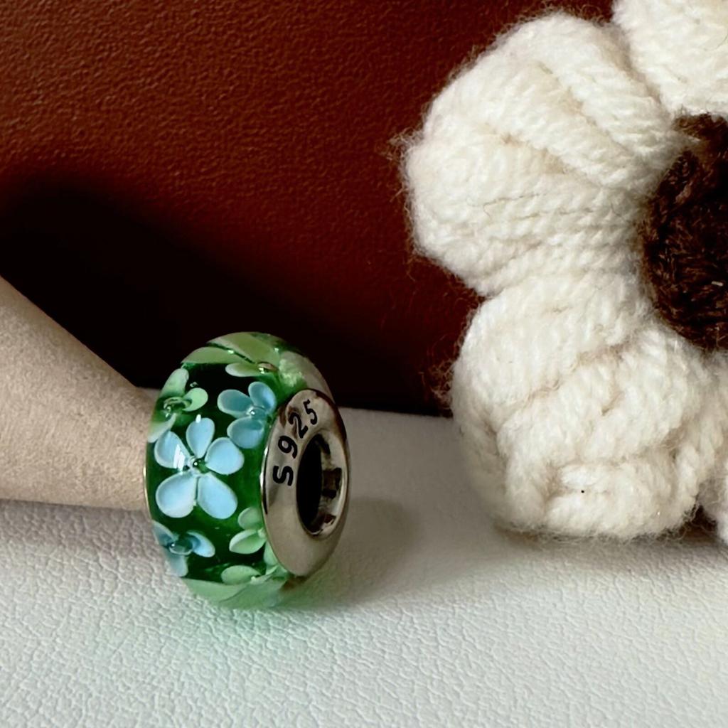 Colorful copper Mini Murano Glass Bead Charms Charm Fits Authentic Bracelets Blue Faceted Murano for Women Necklaces Jewellery