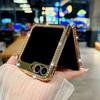 Glitzer Diamant Rahmen Beschichtung 2 Stück Handyhülle Für Samsung Galaxy Z Flip6 Flip5 Flip4 Flip3 Luxus Leder Stoßfest Metallring Harte PC Faltabdeckung