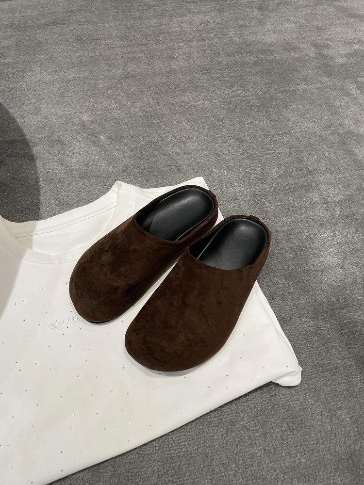 

Версия из овчины~ Новые повседневные модные туфли на платформе, универсальные туфли на плоской подошве с закрытым носком, ретро полушлепанцы, одинарные туфли для женщин 40