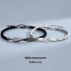 Bracelets de Couple Anneau de Möbius: Mode tressée noire et blanche pour la Saint-Valentin
