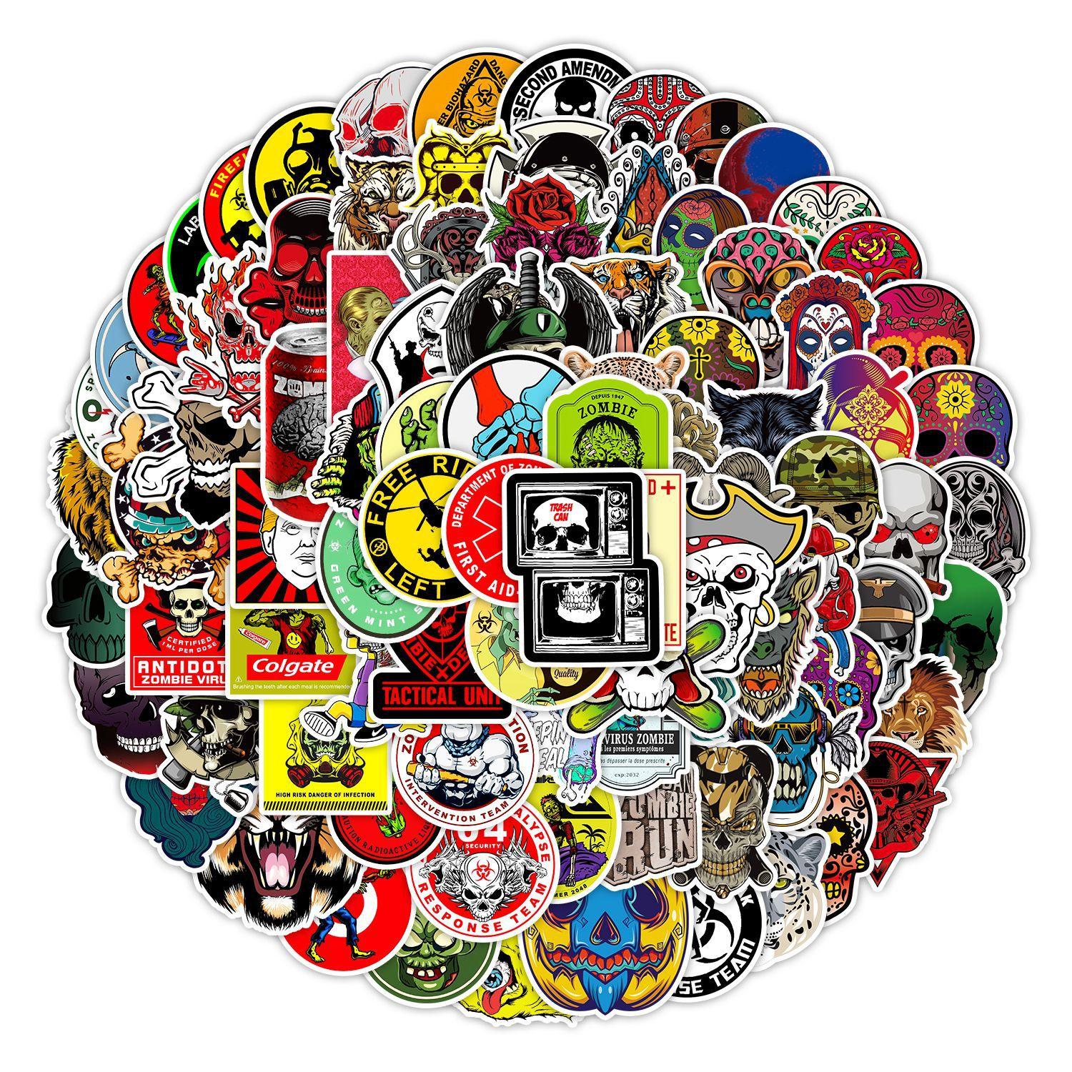 

100 Horror Graffiti Stickers Skateboard Suitcase Mobile Phone Decoration Stickers Waterproof Creative Notebook Hand Note Stickers