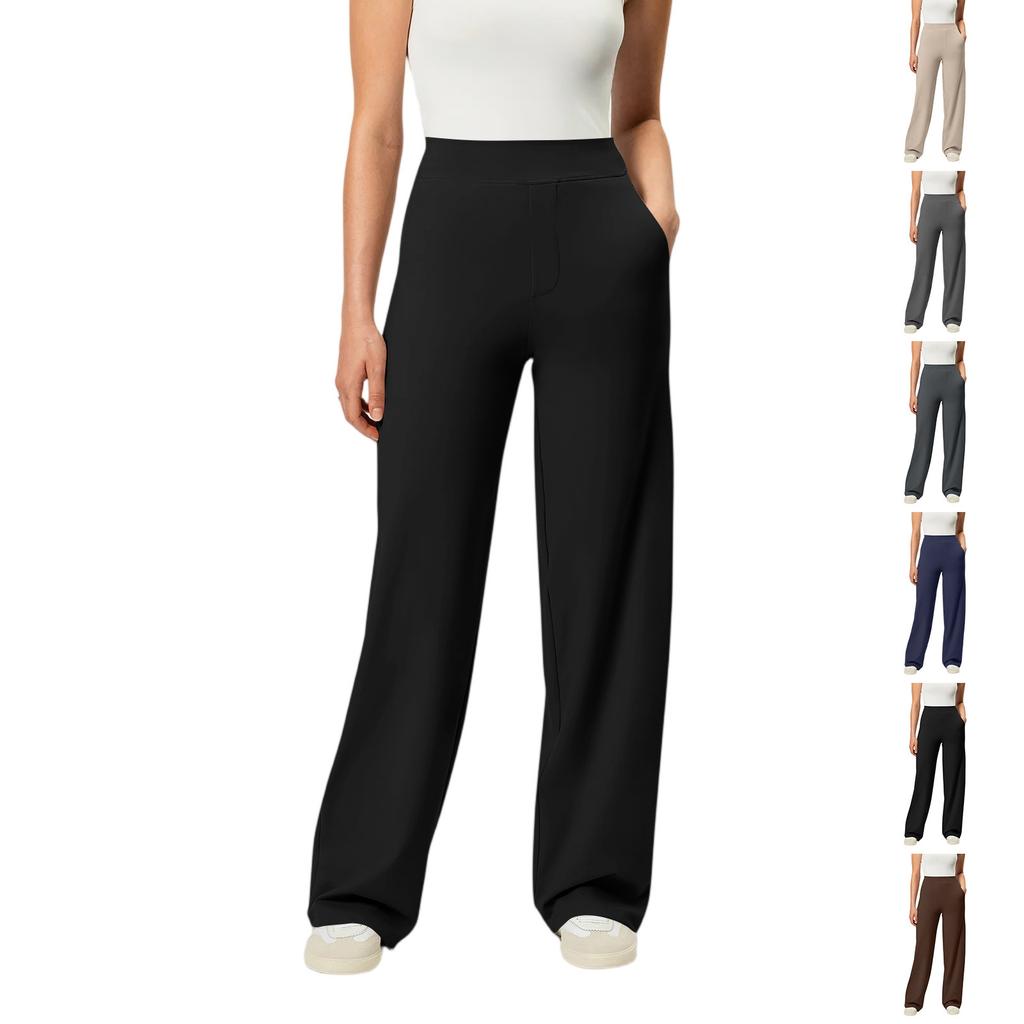 Široké kalhoty pro ženy Jógové kalhoty Tepláky s vysokým pasem a kapsami Strečové kalhoty Pohodlné sportovní tepláky na cvičení