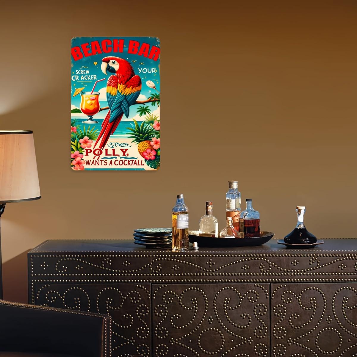 

Set of 1 Vintage Aluminum Metal Sign Tropical Beach Bar Parrot Cocktail Design Retro Wall Decor for Pub Club Cafe Restroo 20x30cm（7.8x11.8inch）