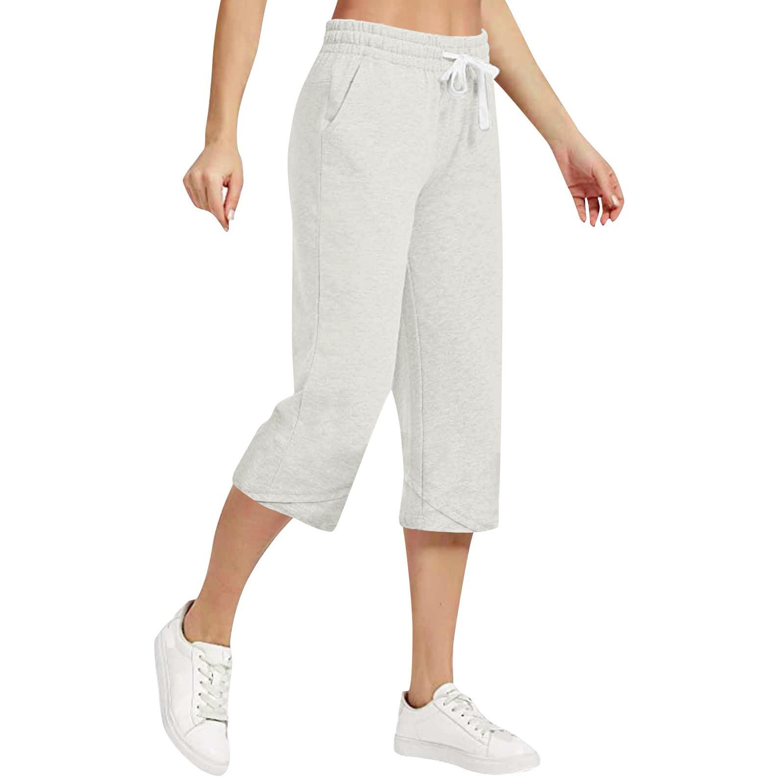 

Женские модные однотонные повседневные брюки с завязками на талии и карманами длиной семь четвертей XXL хаки