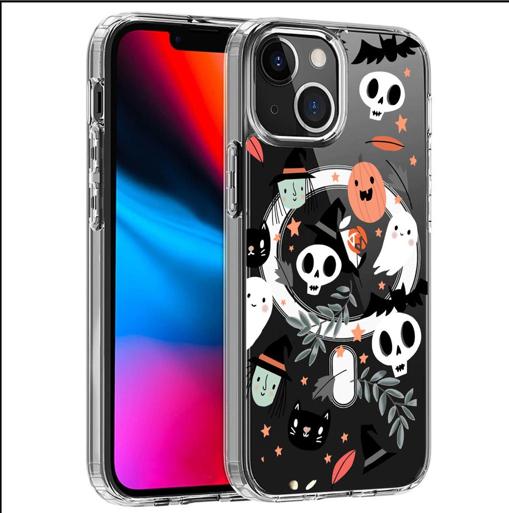 Magic Hat Skull Magnetic Case for iPhone 15/16/17 Pro Max - Transparent Full Coverage