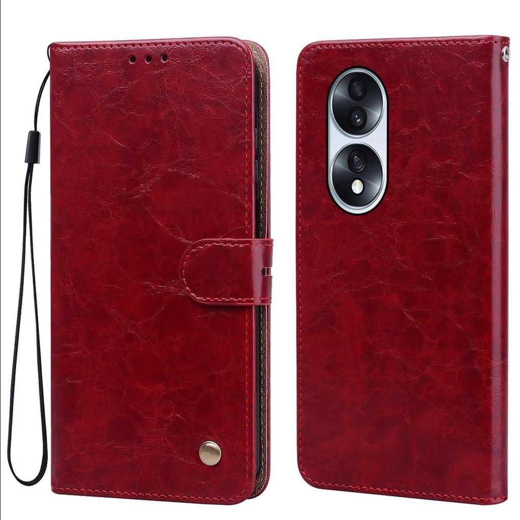 Vintage Crazy Horse Texture PU Leather Flip Wallet Phone Case for HONOR 70,70 5G,70 Pro,70 Pro+ Card Holder Kickstand Shockproof Protective Cover