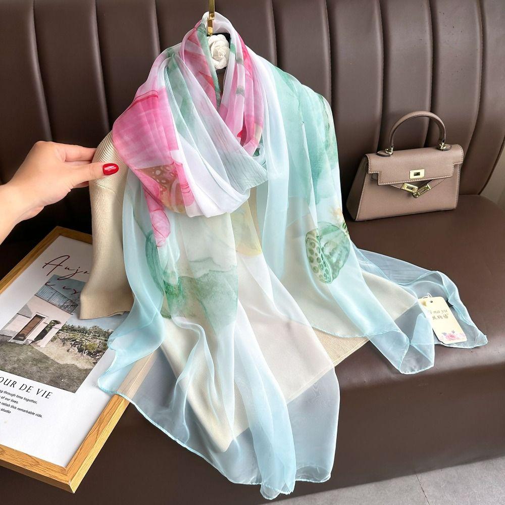

Elegant Luxury Silk Scarf Korean Thin Silk Scarf Fashion Women Hijab Shawls Autumn Style2