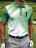 Men's Golf Polo Shirt with Trendy Blue and White Gradient Pattern