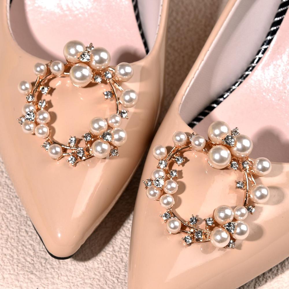 1 Pair Bag Pendant Brooch High Heel Charm Buckle Pearl Shoes Clip Shiny Clips Wedding Shoes Decorations