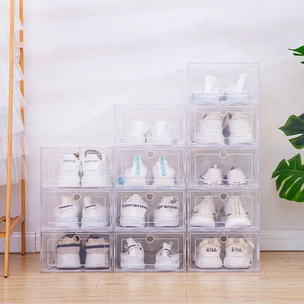 1pc/3pcs/5pcsTransparent Plastic Shoes Case Thickened Drawer Case Plastic Shoe Boxes Stackable Box Shoe Organizer Shoebox
