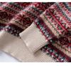 Design-Forward French Cable Knit Cashmere Sweater - Women's Loose Contrast Color Round Neck Knitwear for Autumn/Winter