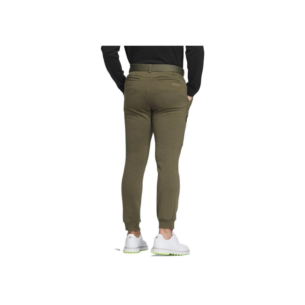 Adidas Solid Color Logo Print Cuffed Knit Sports Pants Men bottoms Olive-Green IA2617