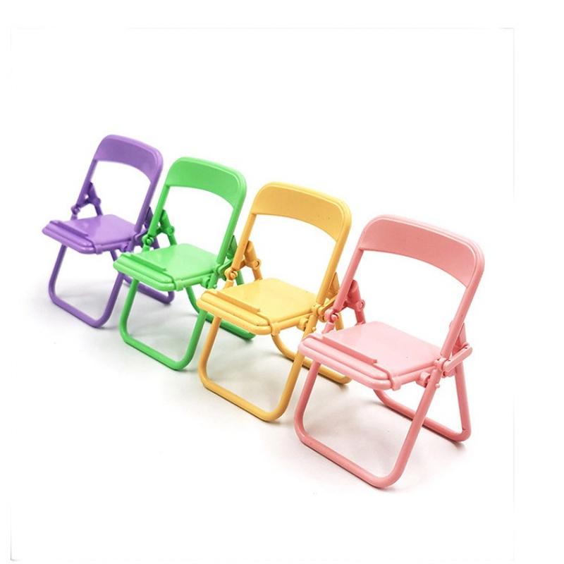 Creative Folding Chair Desktop Phone Stand Solid Color Stool Stand Pendant Portable Lazy Stand Accessories