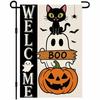 Halloween Fall Garden Ag 12x18 Inch Welcome Black Cat Ghost Pumpkin Outdoor...
