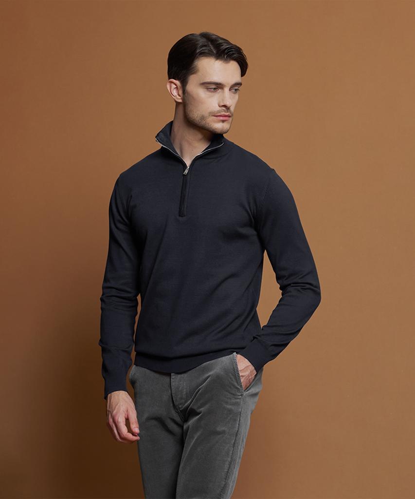 PANICALE Navy Soft Half-Zip Knit (Type B)