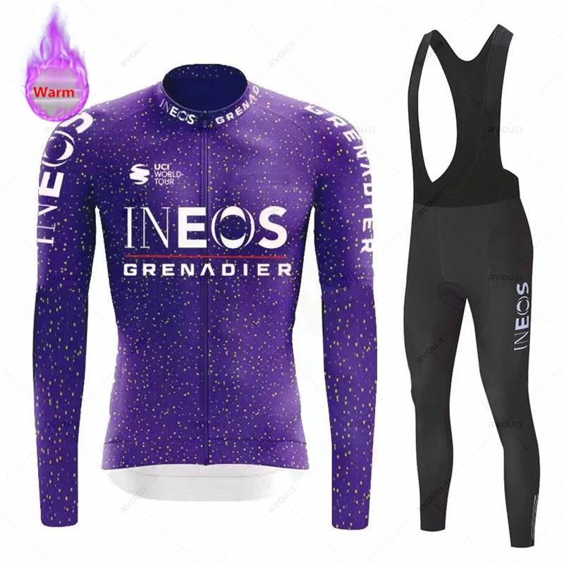 Conjunto de Maillot de Ciclismo de Manga Larga de Forro Polar de Invierno Equipo Granadero Ropa para Bicicleta de Montaña Ropa Ciclismo Traje de Bicicleta de Carreras
