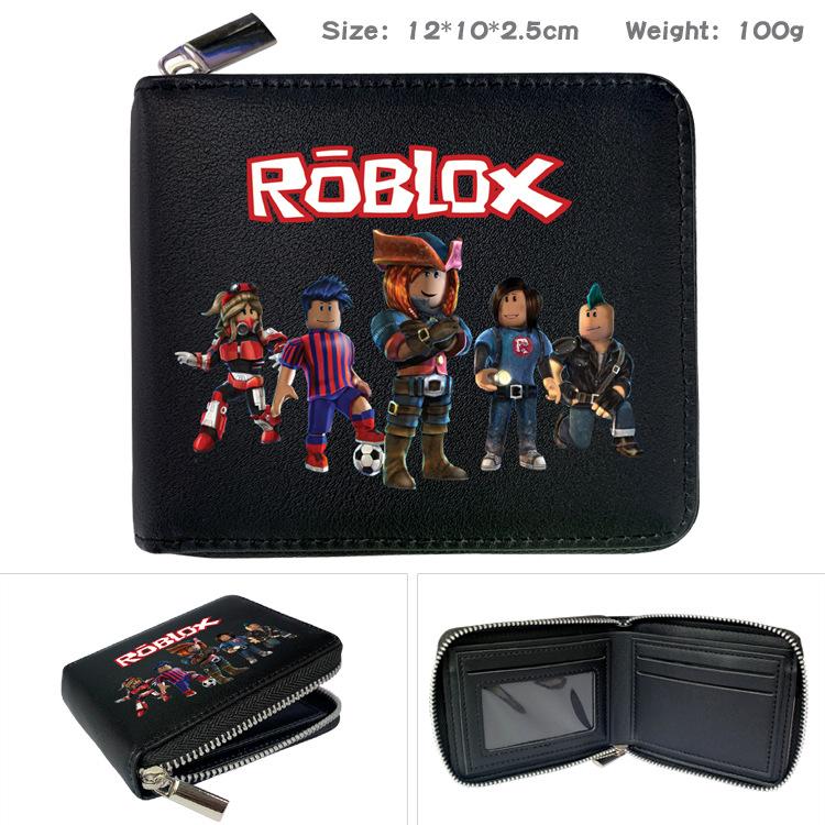 Carteira PU com Zíper ROBLOX - Tema de Jogo Virtual Dobrável Porta-Moedas Curto Porta-Cartões Preto 1 unidade