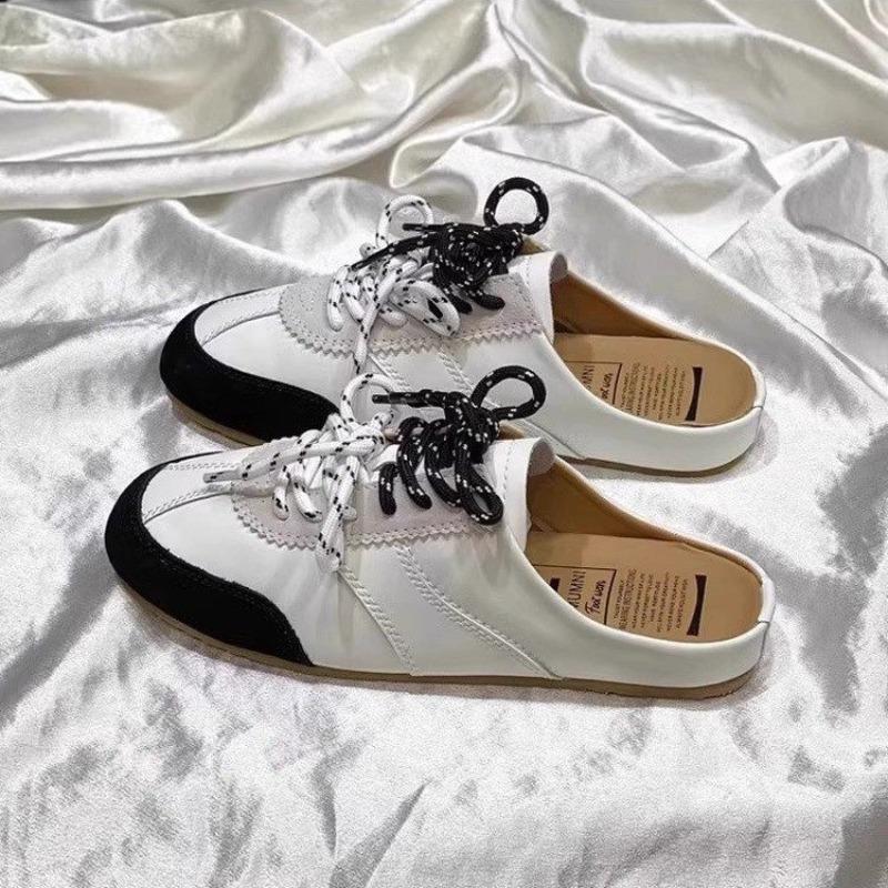 Fashion Baotou Half-slipper Women's Summer Outerwear 2025 New Double-laced Shoelace Lazy Man's One-foot Heel Cool Flip-flops