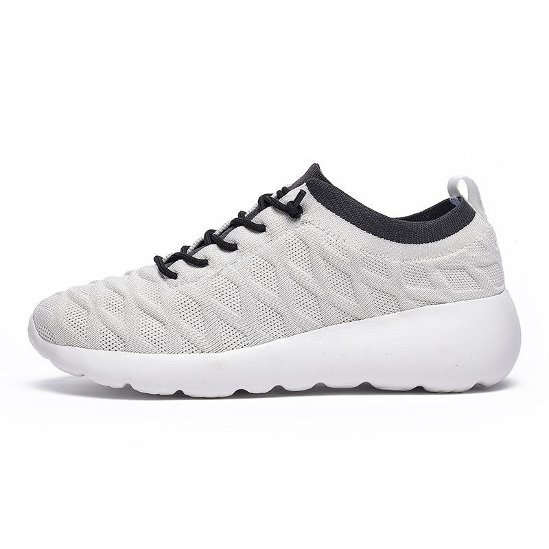 Spring lace-up cushioning running shoes men's and women's large-size fly-woven casual sports shoes