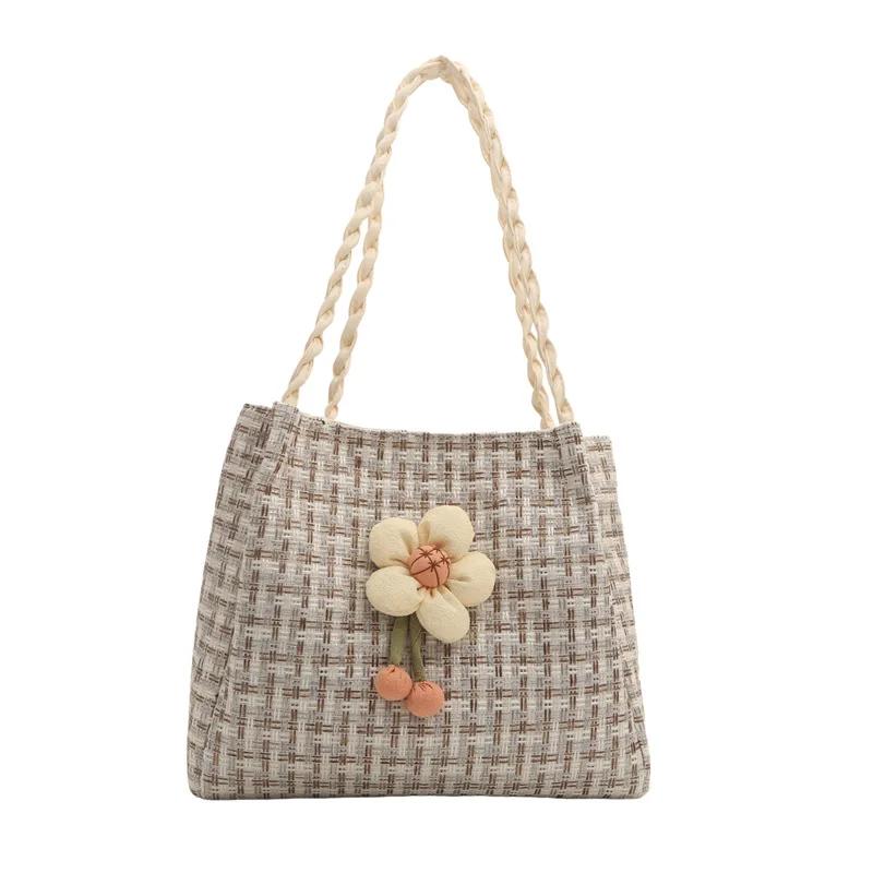 Small Fresh Floral Fabric Bag for Women Large Capacity New Fashion Summer Portable Shoulder Commuter Bag