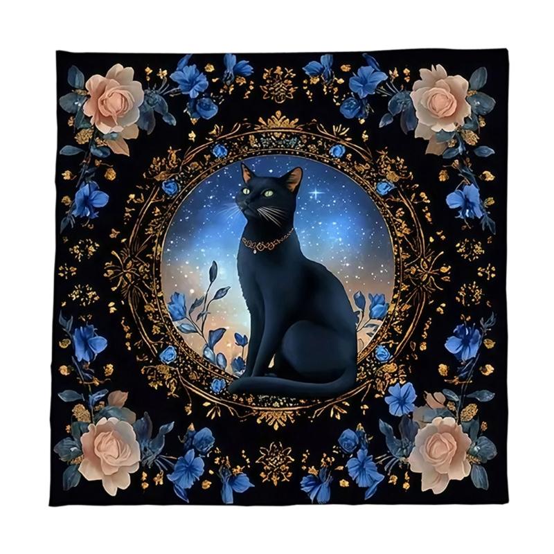 Cats Flower Pattern Tarots Card Tablecloth Altars Cloth Altars Cloth Divinations Card Table Cloth Tapestry Easy to Use