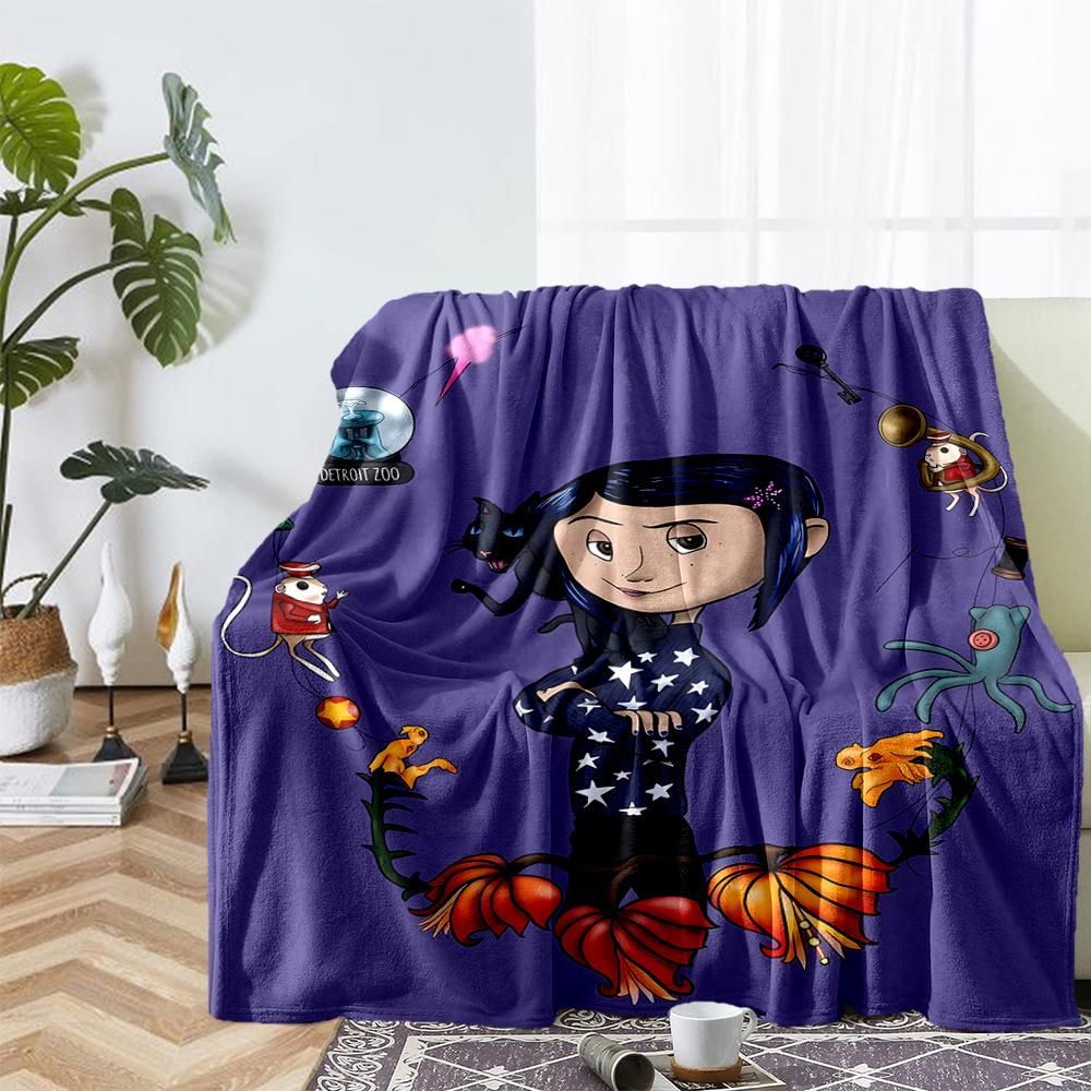 Coraline Theme Printed Blanket - Perfect for Couch, Bed, Travel & Outdoor Use | Machine Washable, Cozy & Durable.