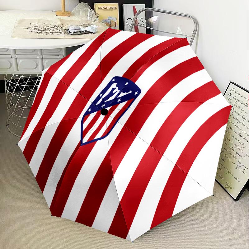 Atletico Madrid Crest Automatic Folding Umbrella - 8-Rib Travel Umbrella with Auto Open/Close & Portable Gifts for holidays or birthdays