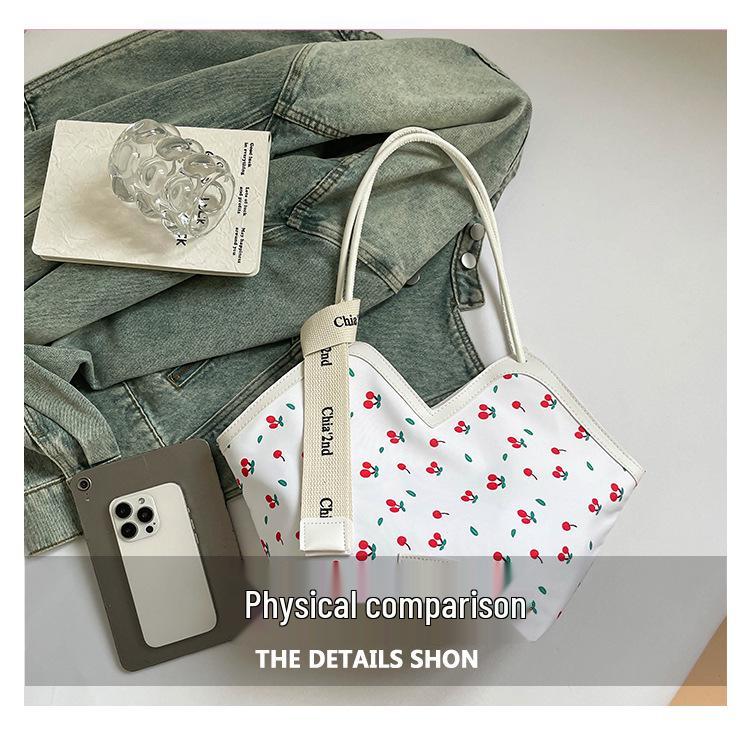 Damska torba na ramię typu tote z nadrukiem i kokardą, duża pojemność, kolekcja Jesień/Zima 2025