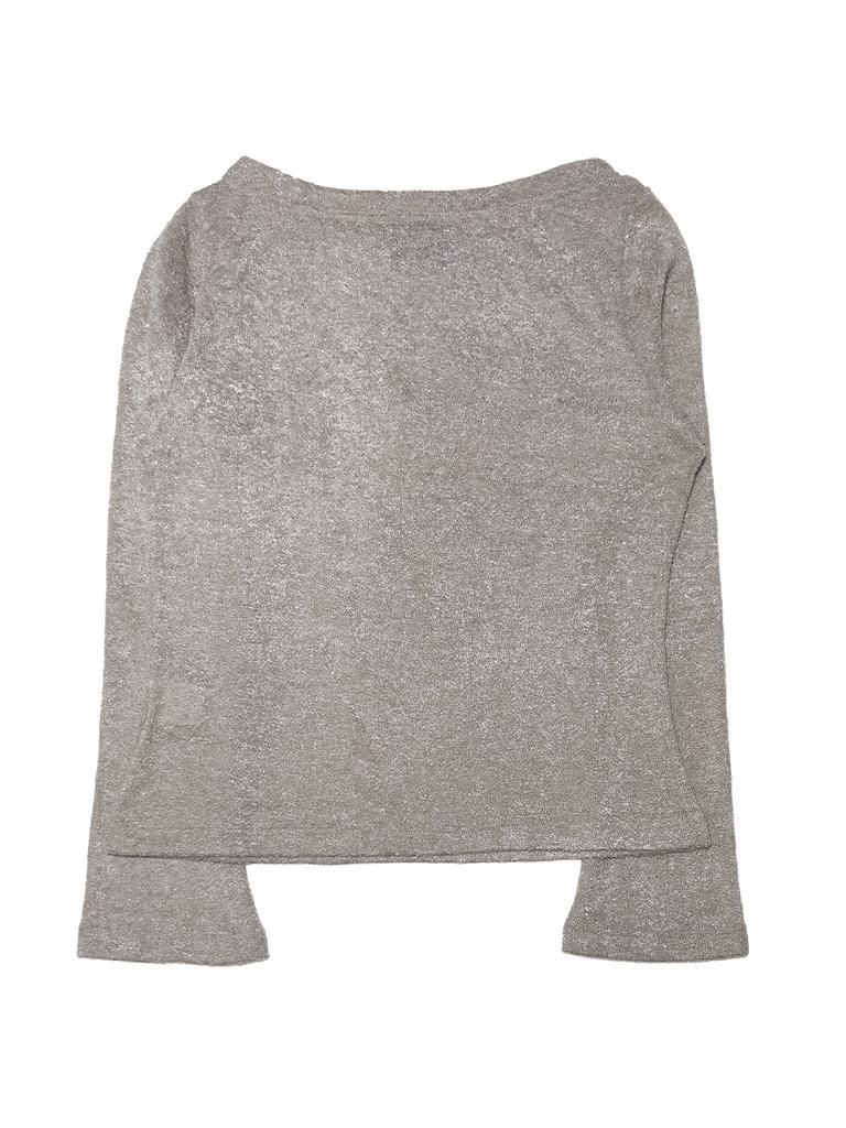 SETSETSET Moon Heart Ruffle Knit Top Beige